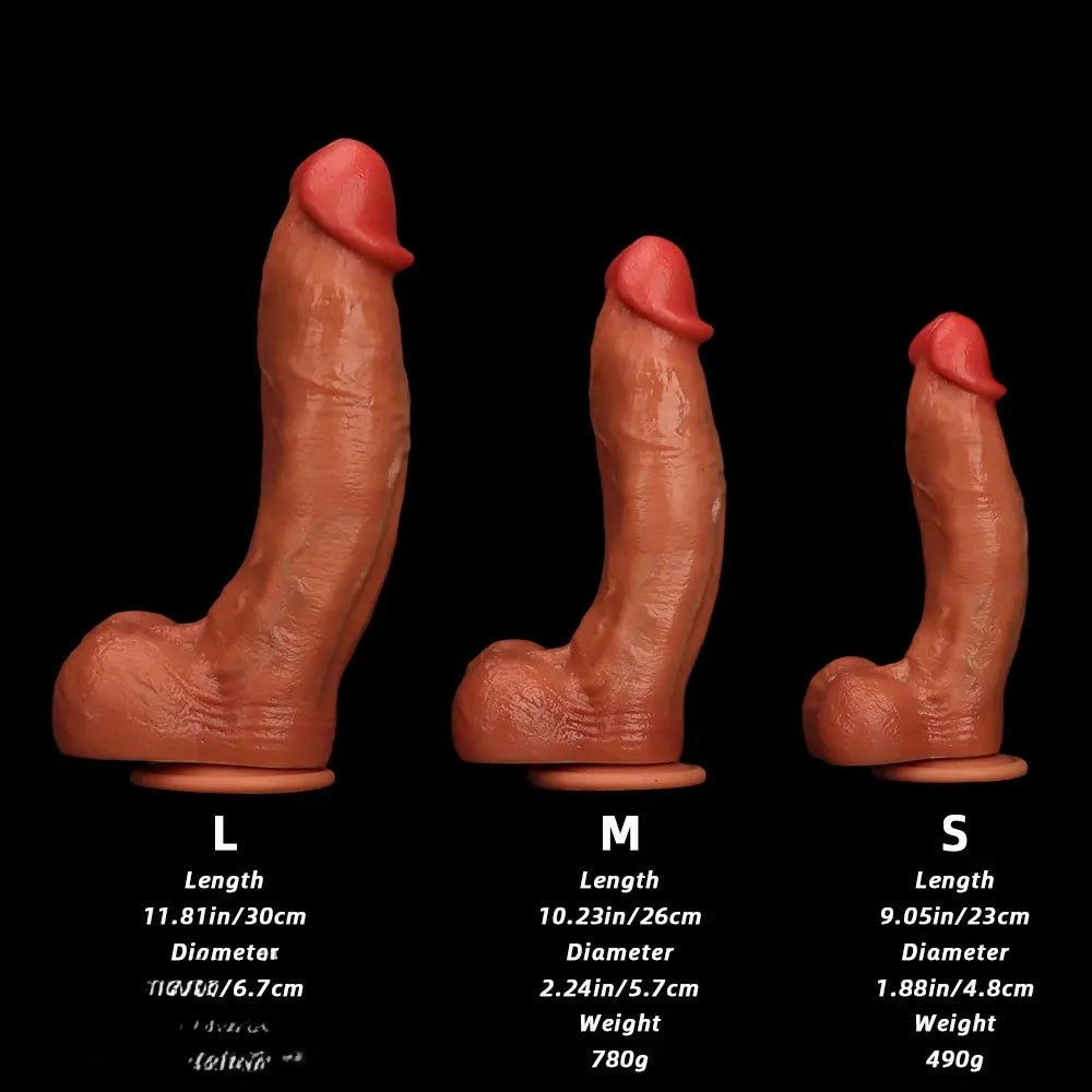 Coffee brown curved silicone g-spot dildo, photo 9