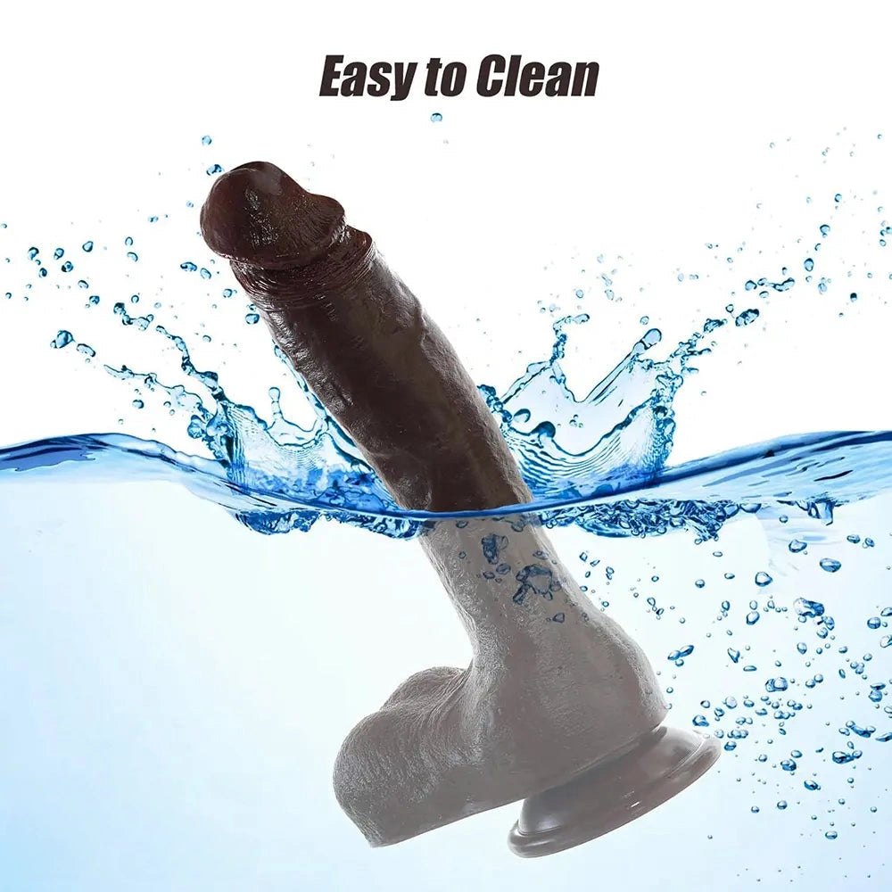 Coffee tone curved realistic dildo, photo 4