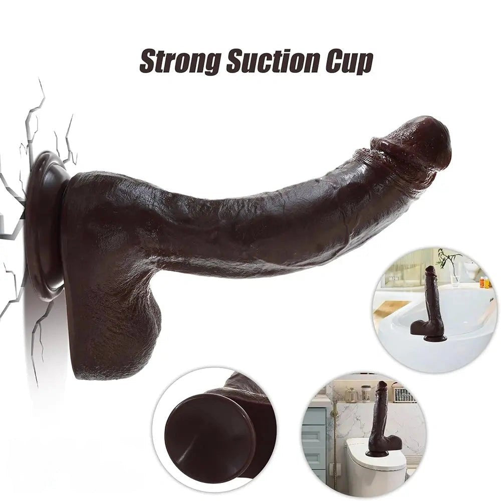 Coffee tone curved realistic dildo, photo 6