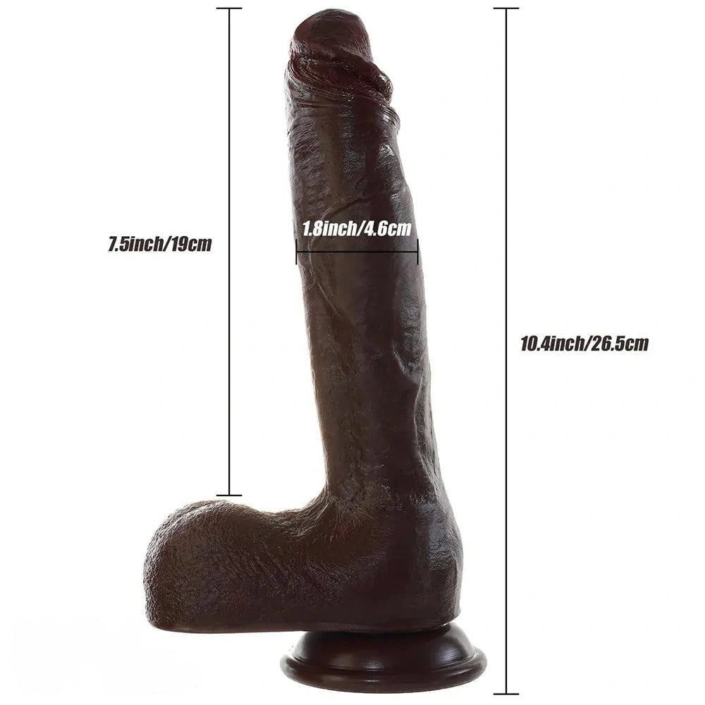 Coffee tone curved realistic dildo, photo 7