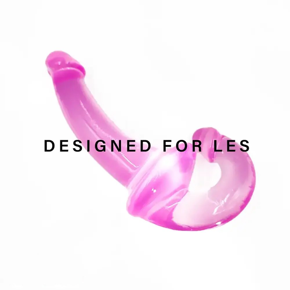Pink curved double dildo