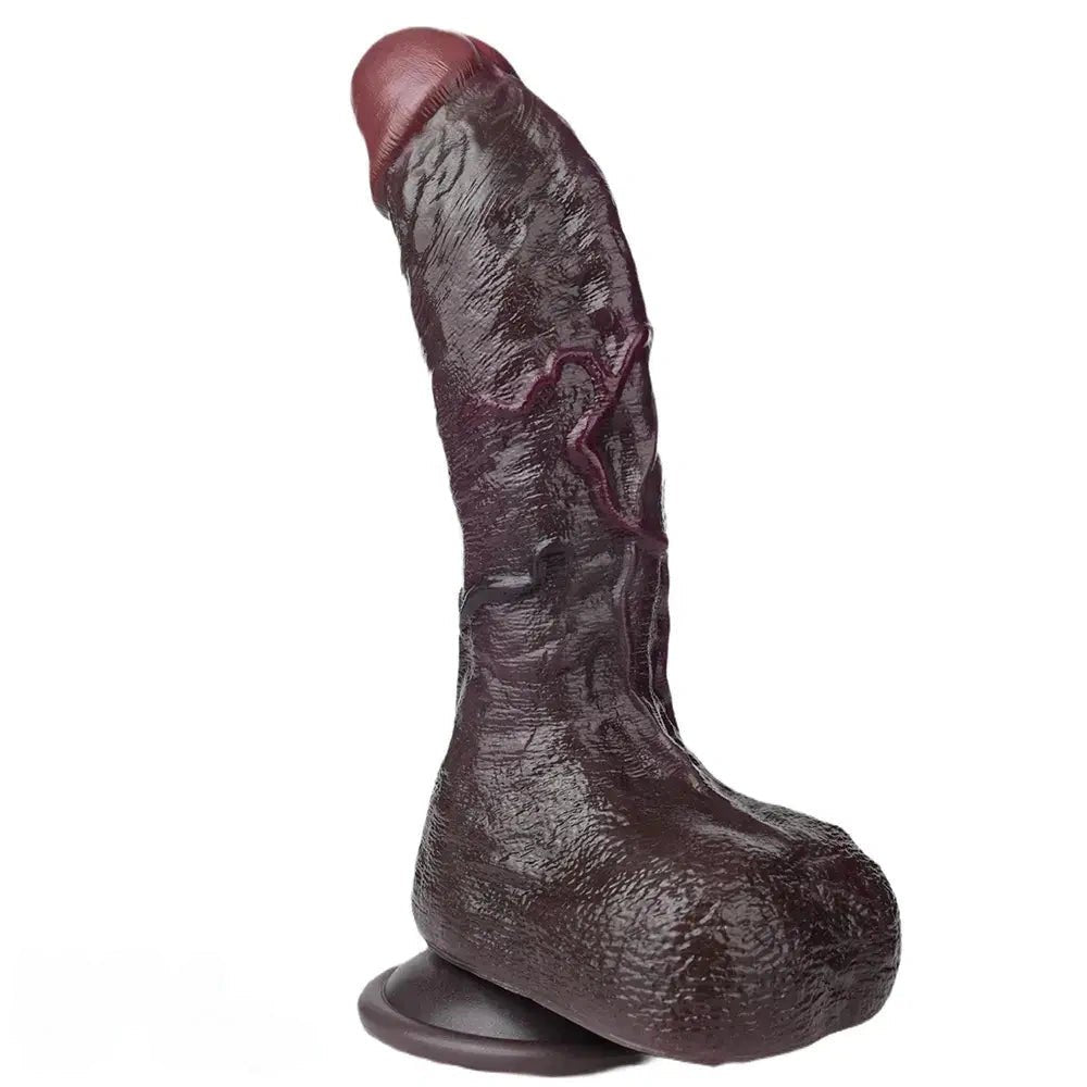Coffee tone curved dual density suction cup dildo, photo 1