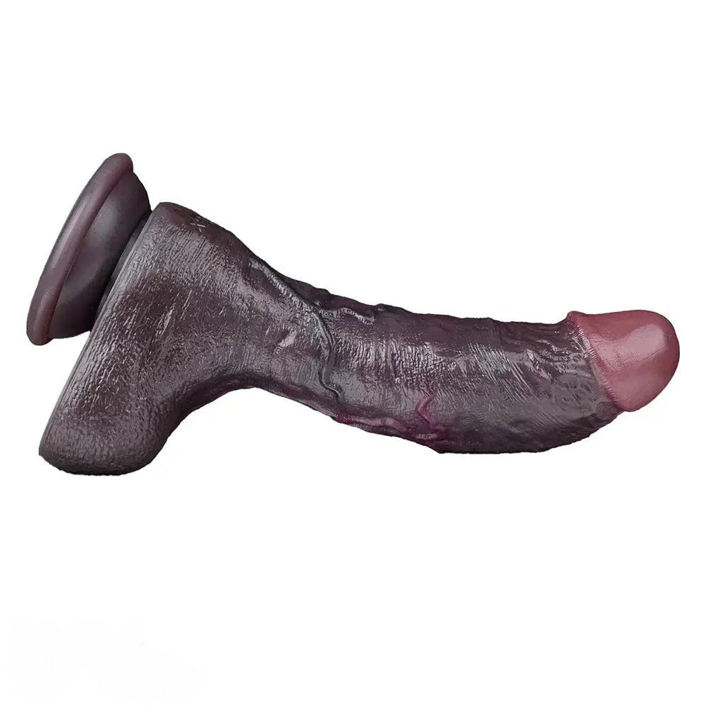 Coffee tone curved dual density suction cup dildo, photo 15