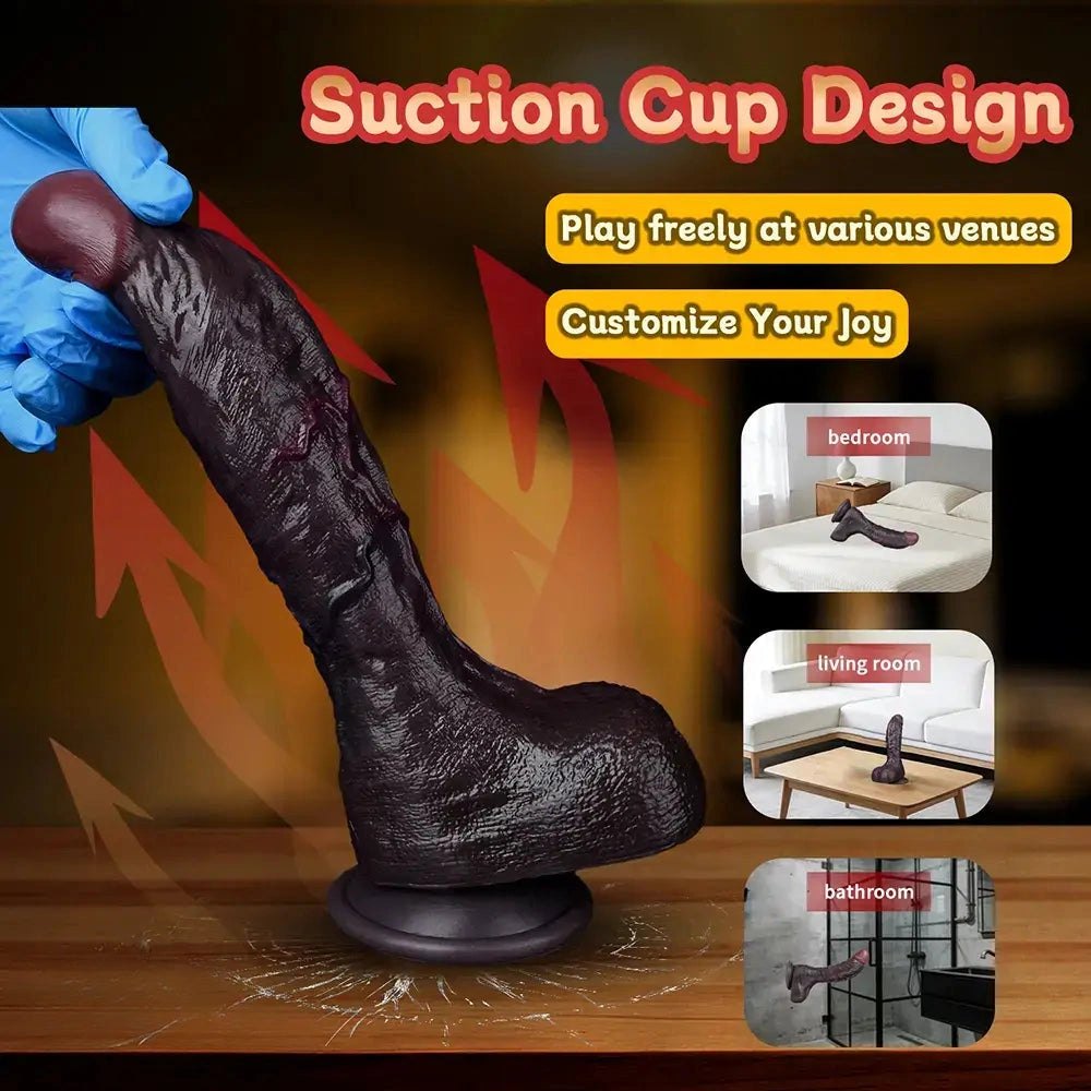 Coffee tone curved dual density suction cup dildo, photo 2