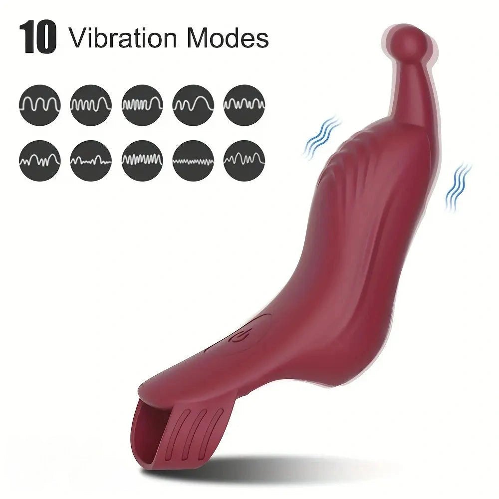 Red silicone curved finger vibrator, photo 2