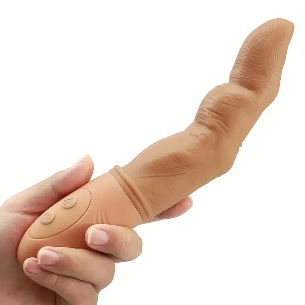 Flesh-toned finger-shaped vibrating silicone dildo, photo 1