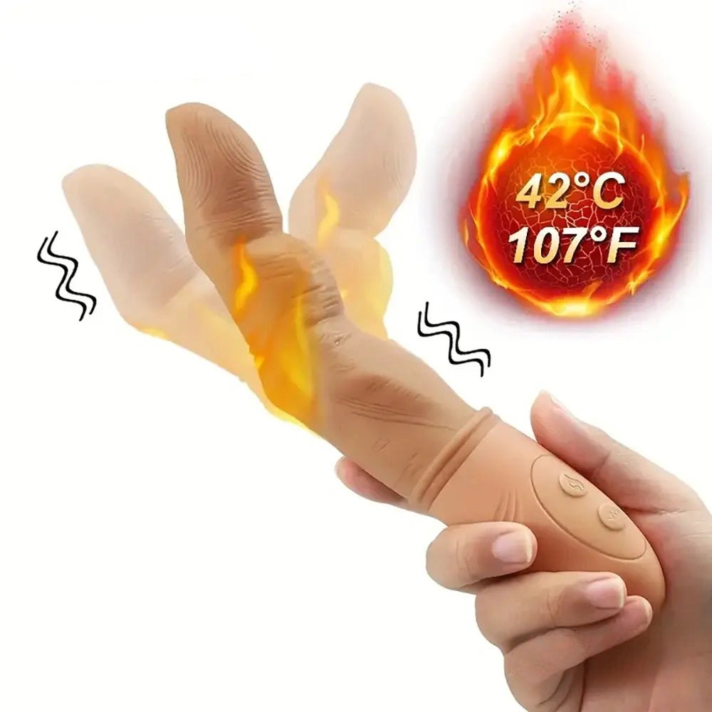 Flesh-toned finger-shaped vibrating silicone dildo, photo 2