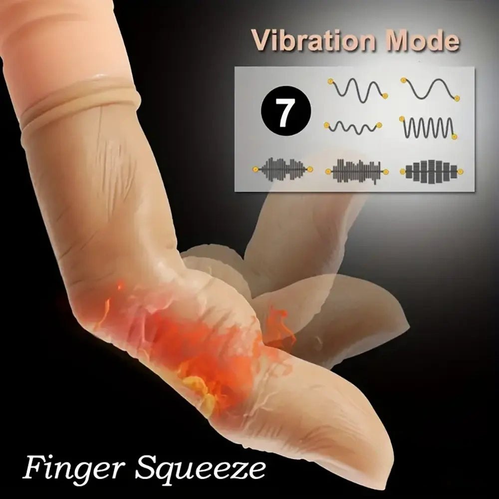 Flesh-toned finger-shaped vibrating silicone dildo, photo 4