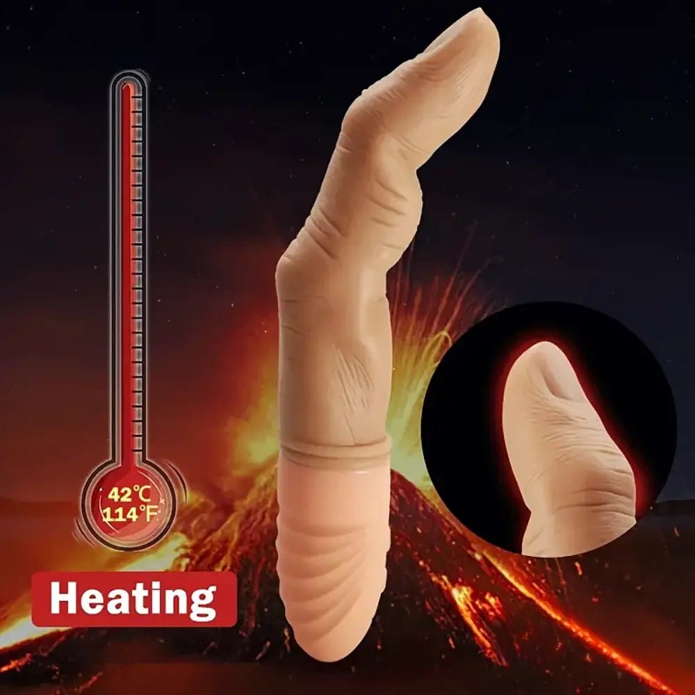 Flesh-toned finger-shaped vibrating silicone dildo, photo 5