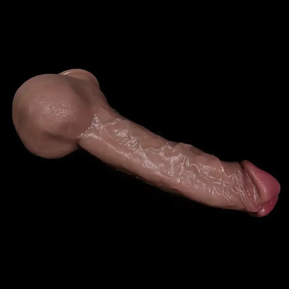 Flesh tone curved silicone realistic dildo, photo 4
