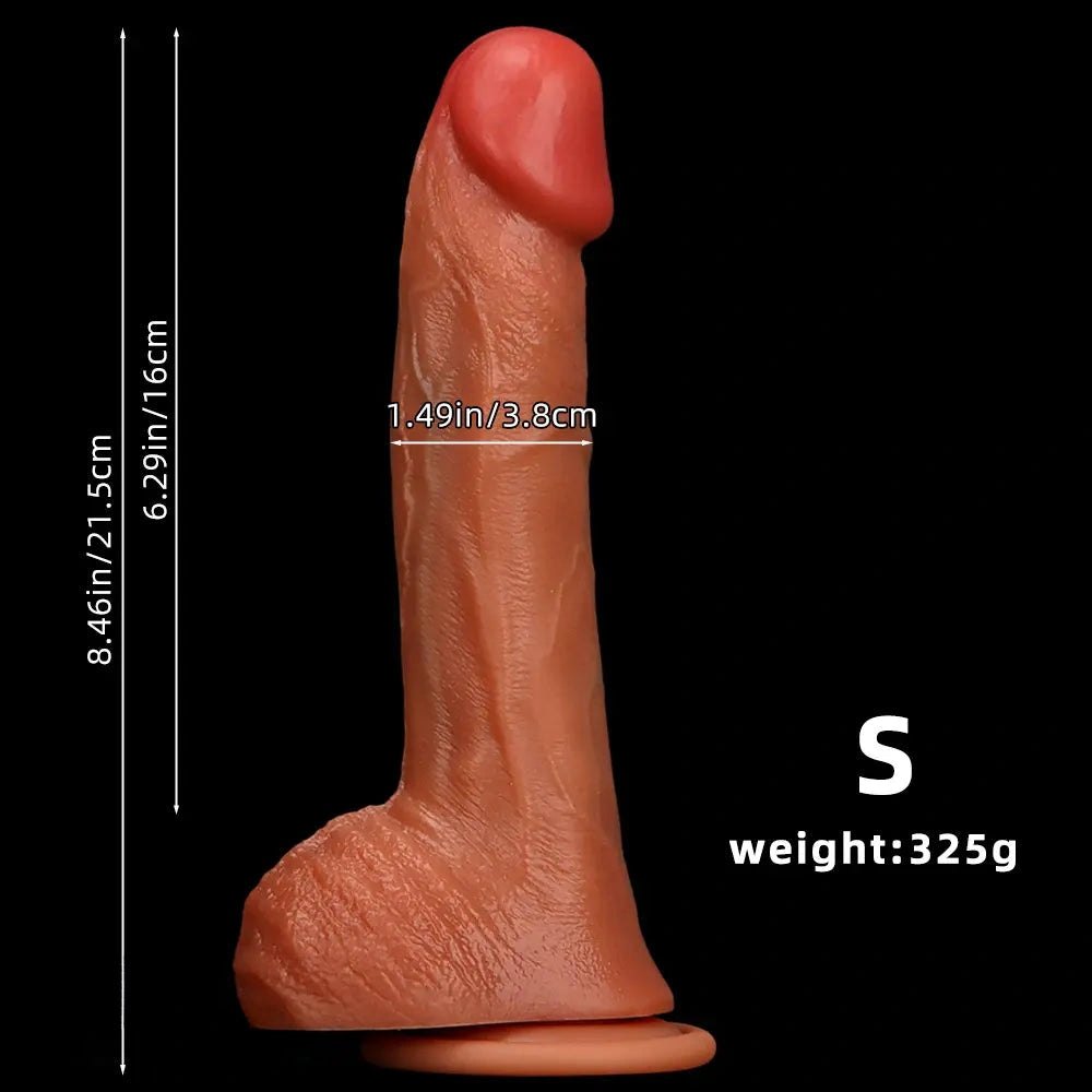 Coffee-colored silicone curved g-spot dildo, photo 11