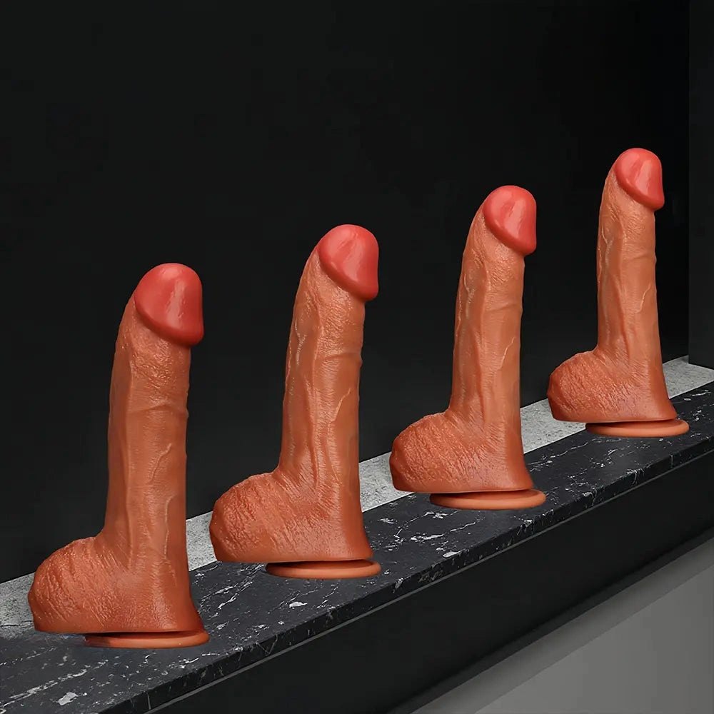 Coffee-colored silicone curved g-spot dildo, photo 5