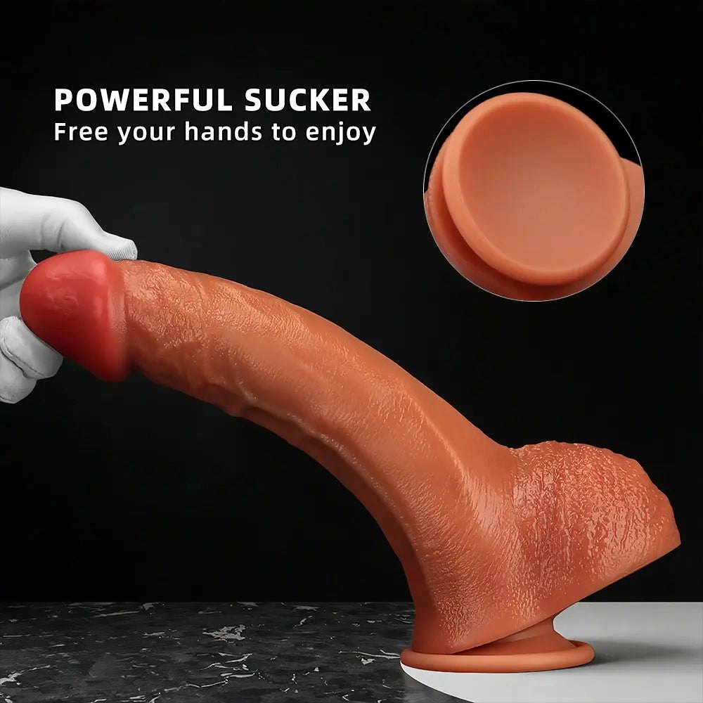 Coffee-colored silicone curved g-spot dildo, photo 6