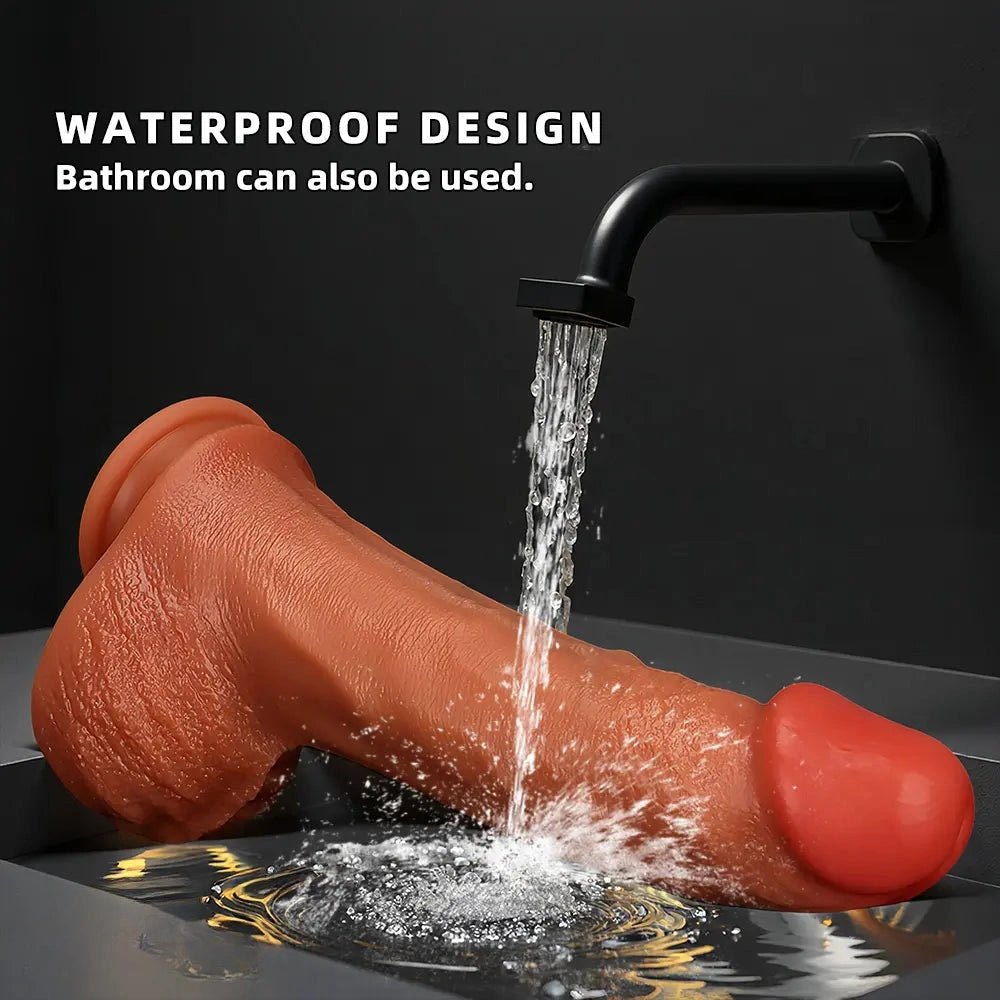 Coffee-colored silicone curved g-spot dildo, photo 9