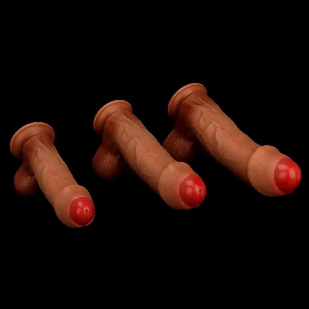 Brown curved g-spot silicone dildo, photo 14