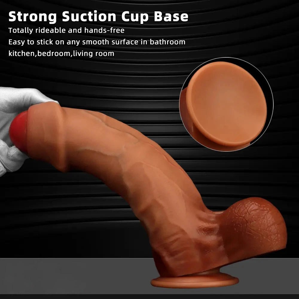 Brown curved g-spot silicone dildo, photo 4