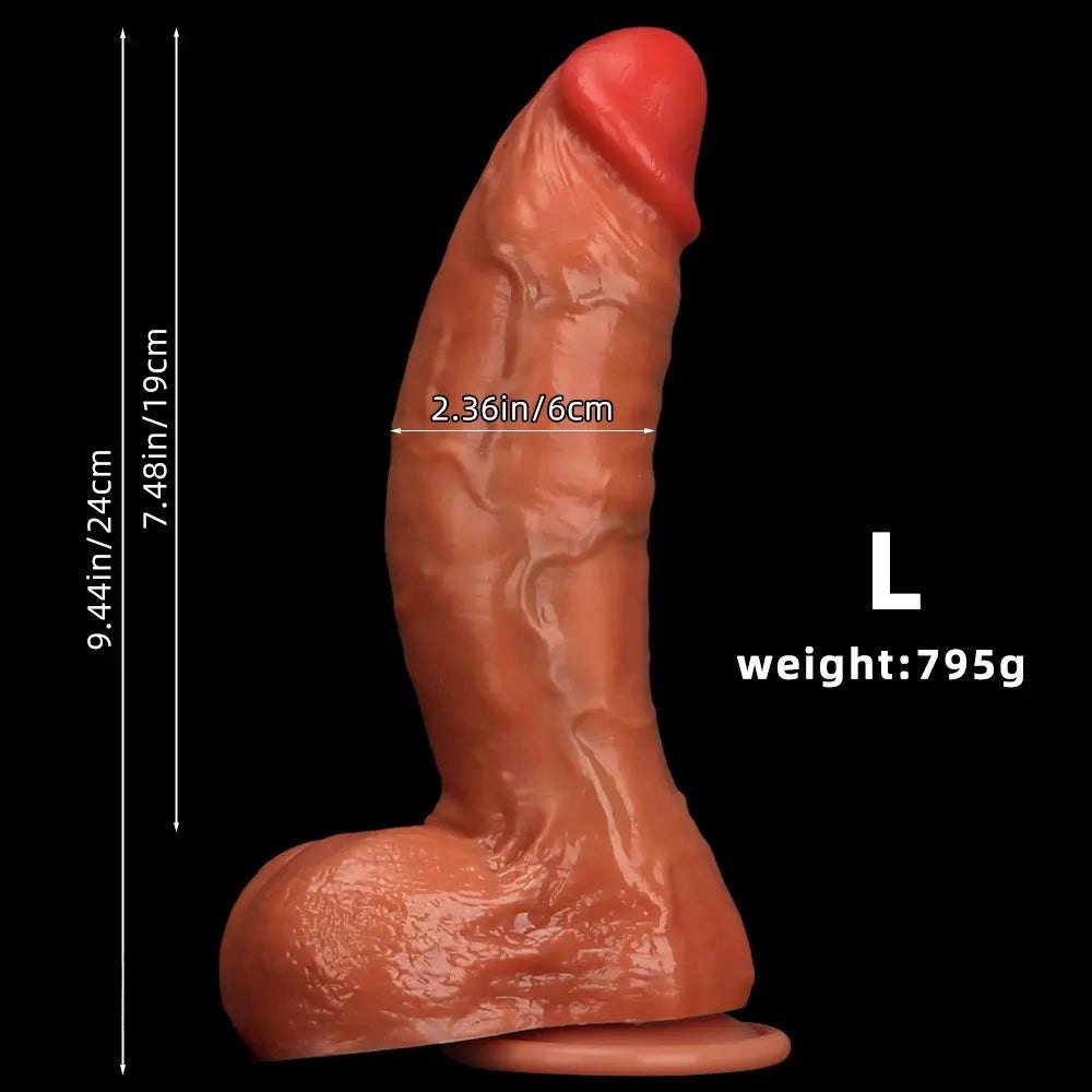 Curved brown silicone g-spot dildo, photo 11
