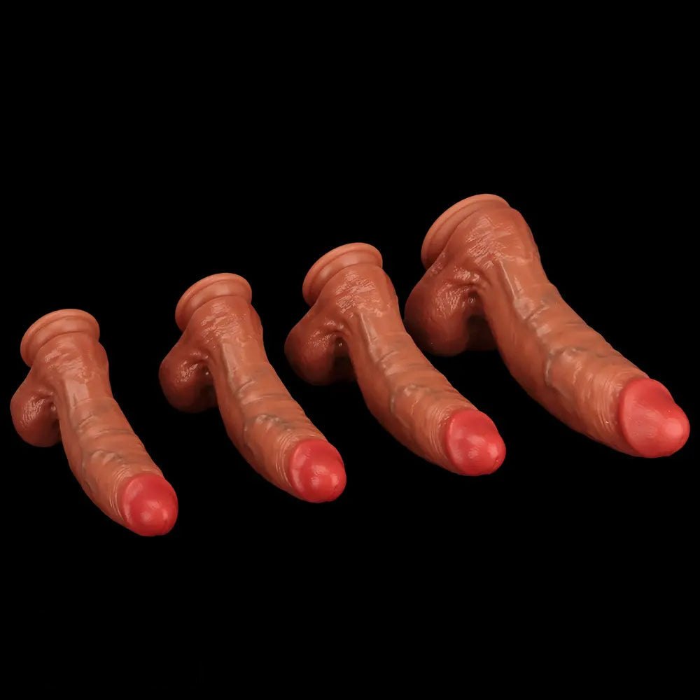 Curved brown silicone g-spot dildo, photo 15