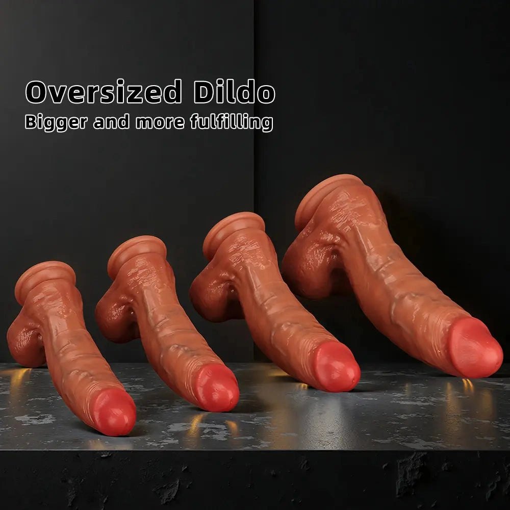 Curved brown silicone g-spot dildo, photo 3