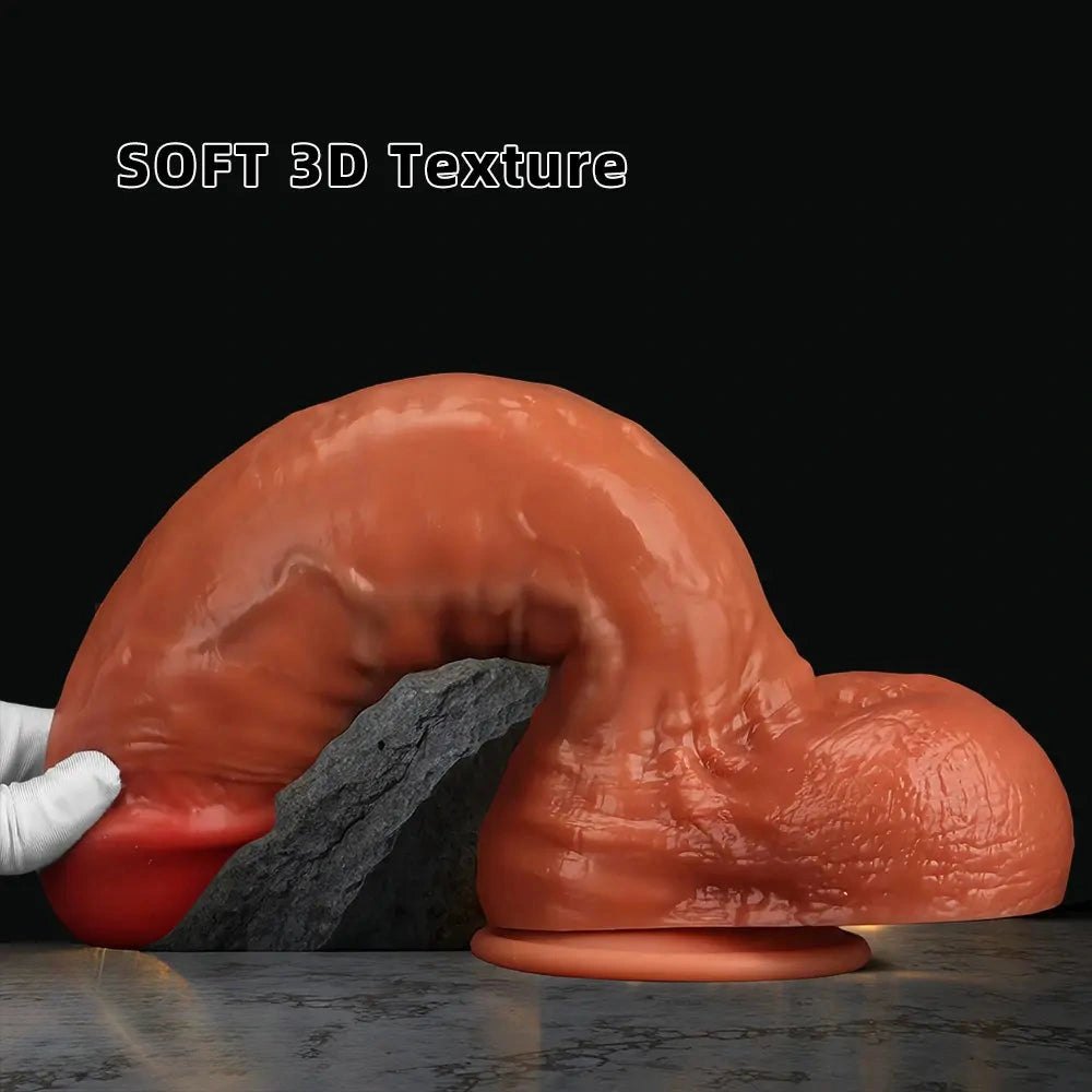 Curved brown silicone g-spot dildo, photo 4