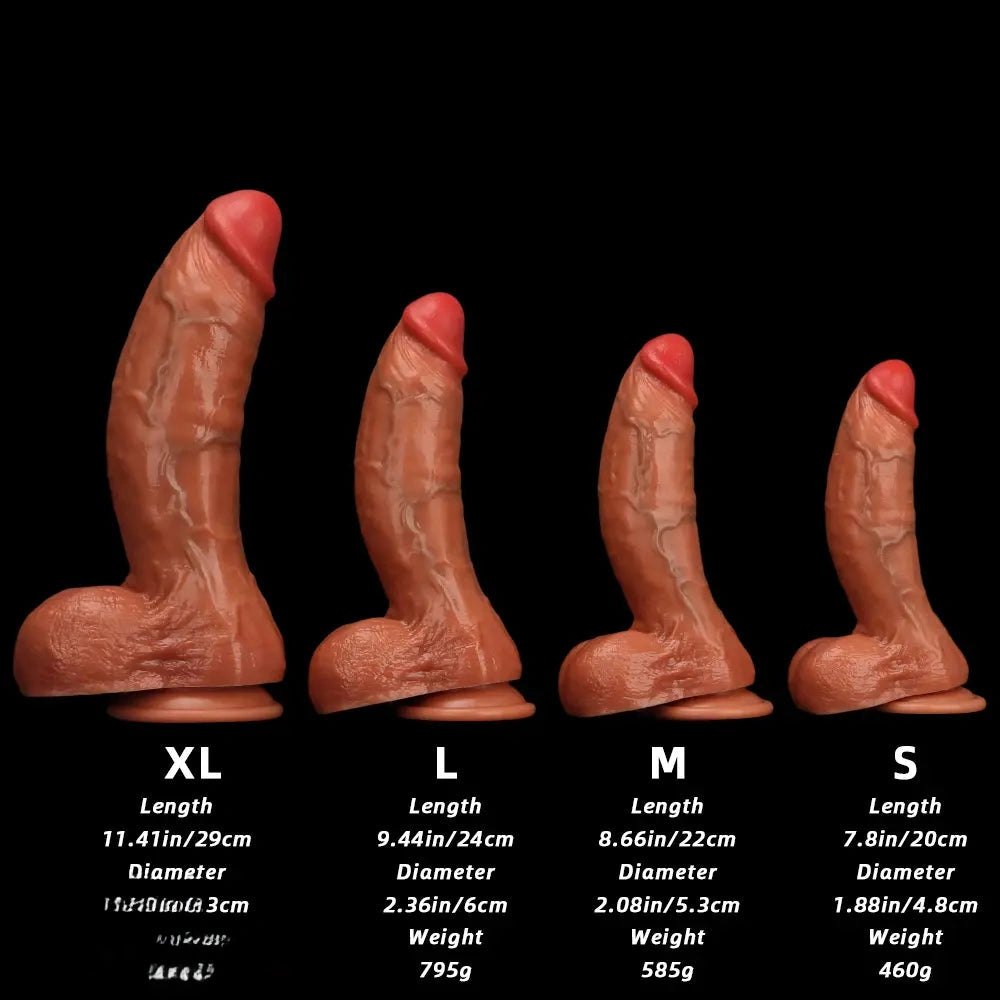 Curved brown silicone g-spot dildo, photo 8