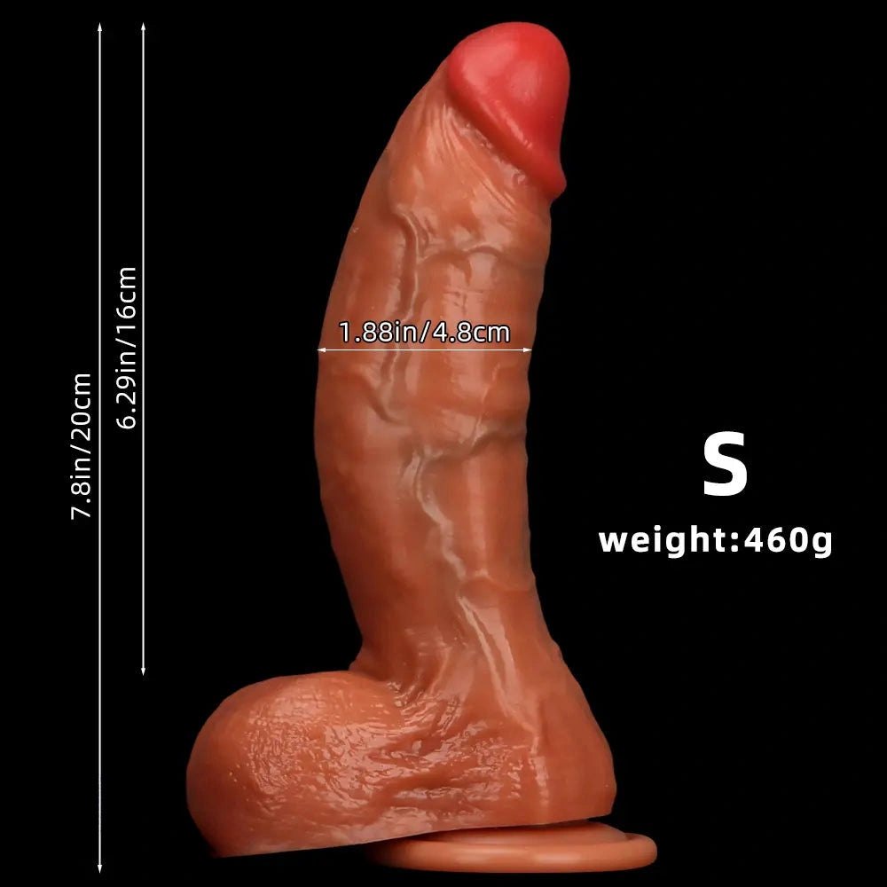 Curved brown silicone g-spot dildo, photo 9