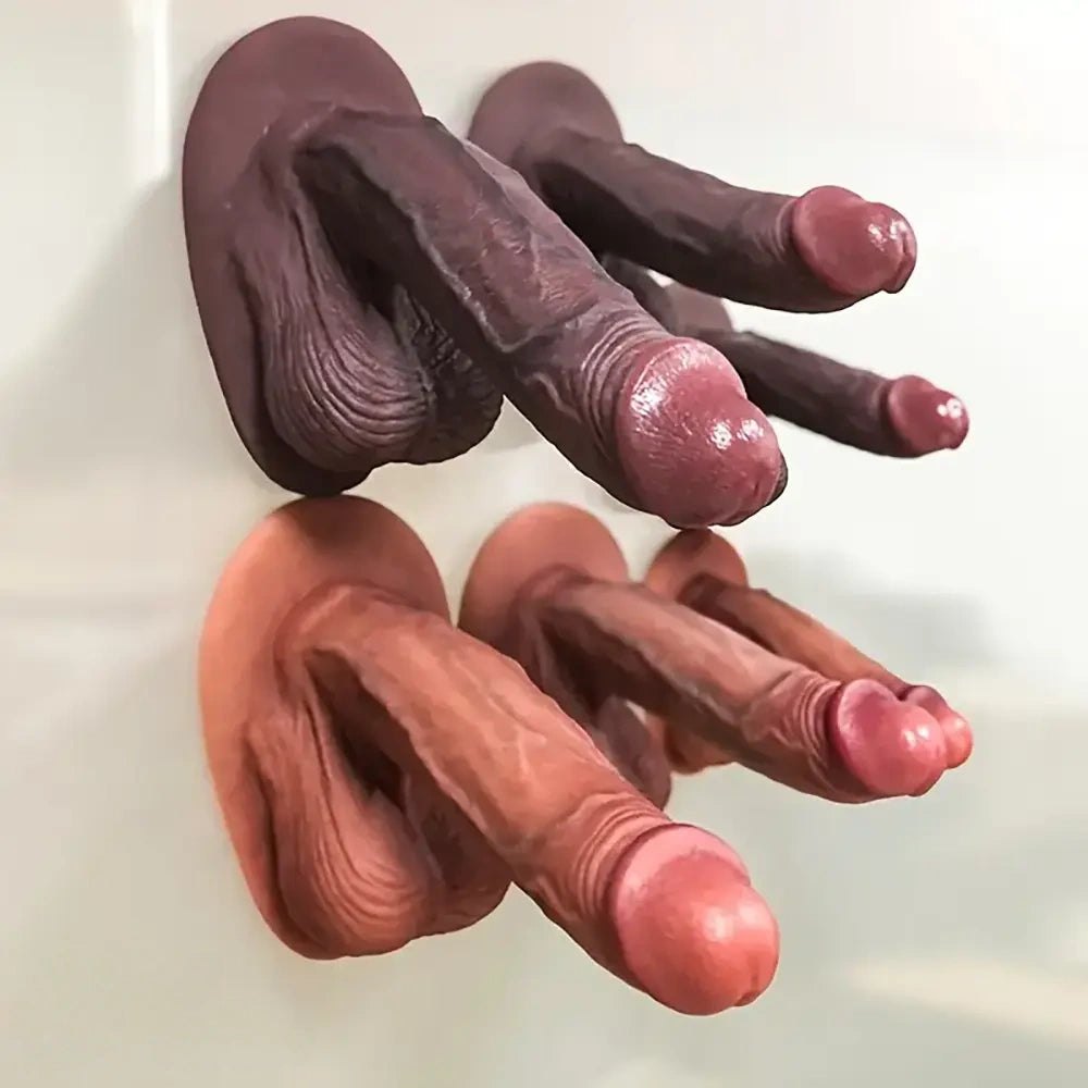 Curved silicone g-spot dildo in flesh or ebony, photo 11