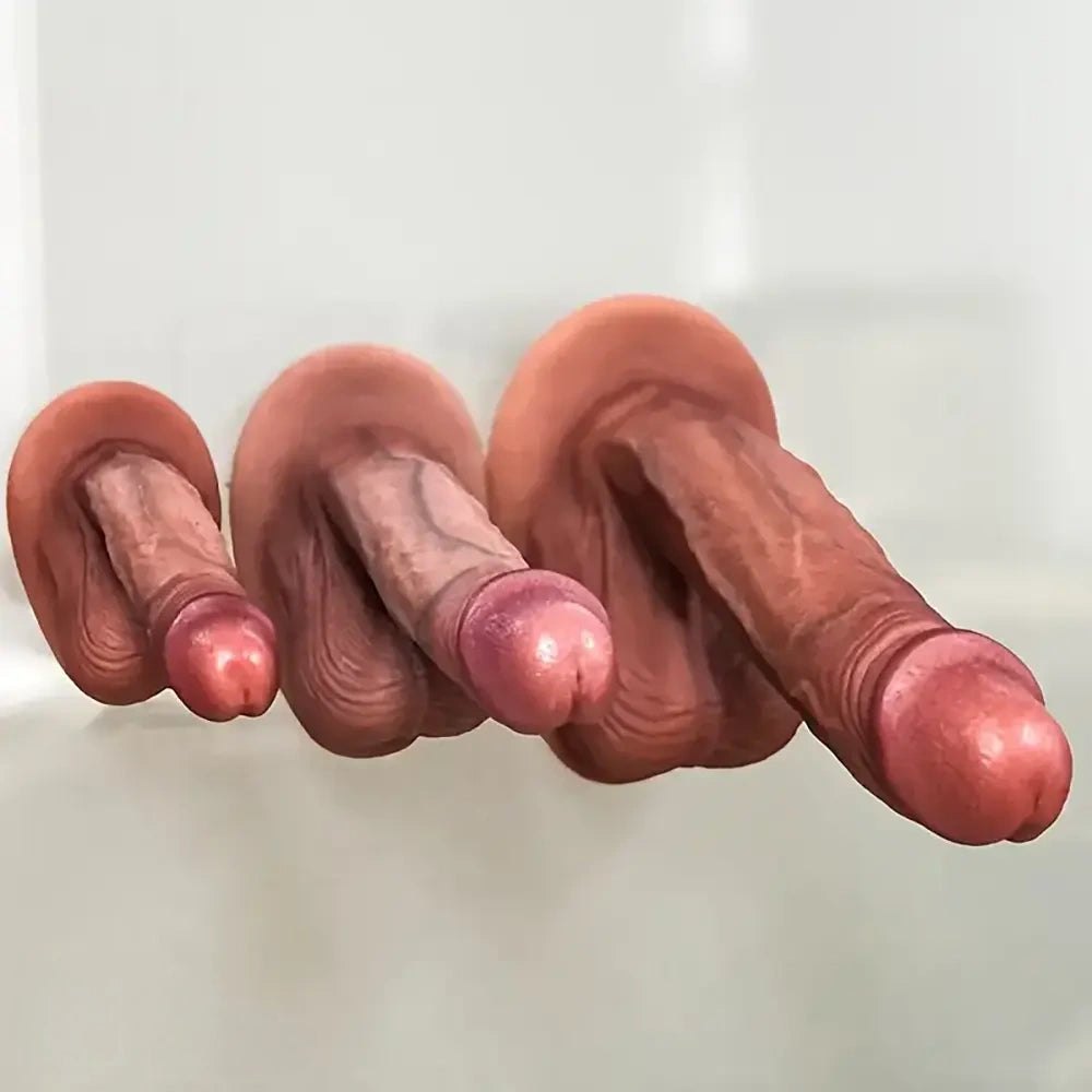 Curved silicone g-spot dildo in flesh or ebony, photo 3