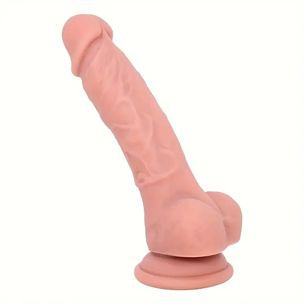 Flesh silicone curved g-spot dildo, photo 3
