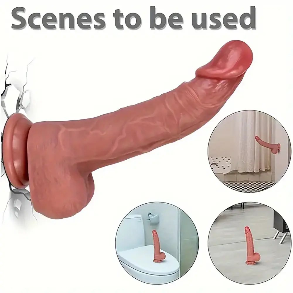 Flesh curved g-spot silicone dildo, photo 2