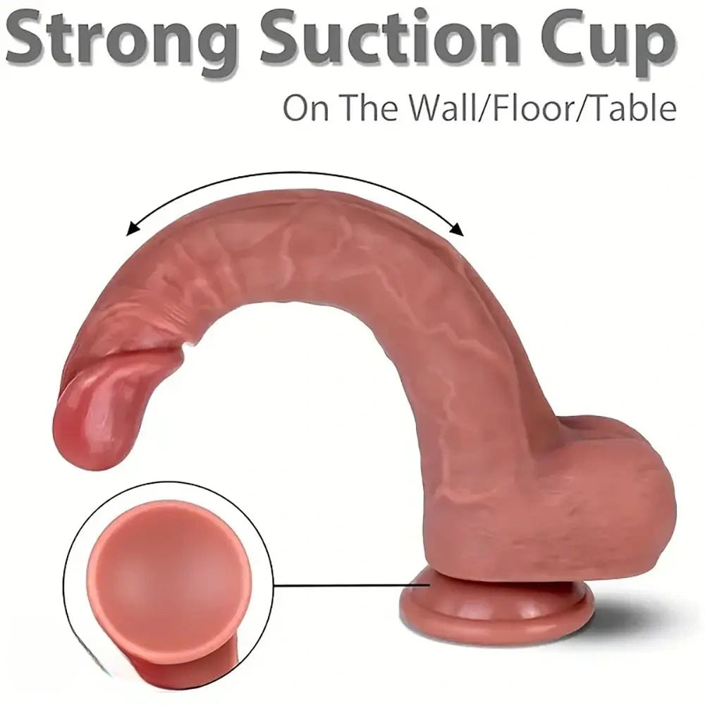 Flesh curved g-spot silicone dildo, photo 4