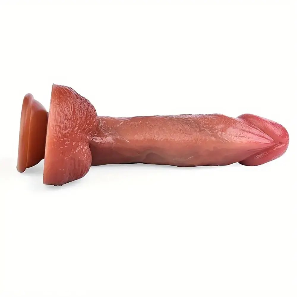 Flesh-toned curved silicone g-spot dildo, photo 5
