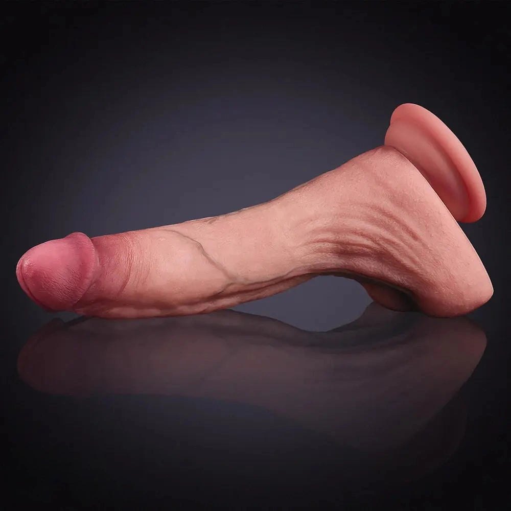 Flesh tone curved g-spot silicone dildo, photo 2