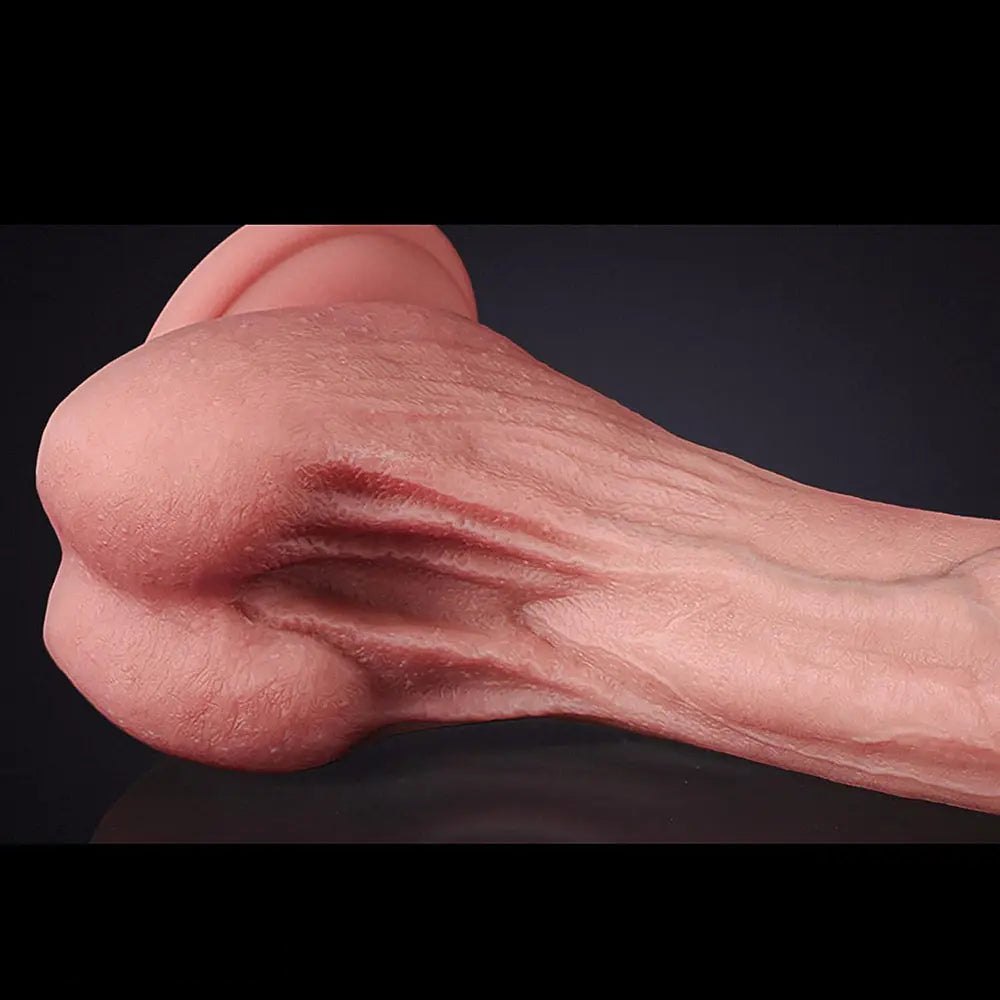 Flesh tone curved g-spot silicone dildo, photo 3