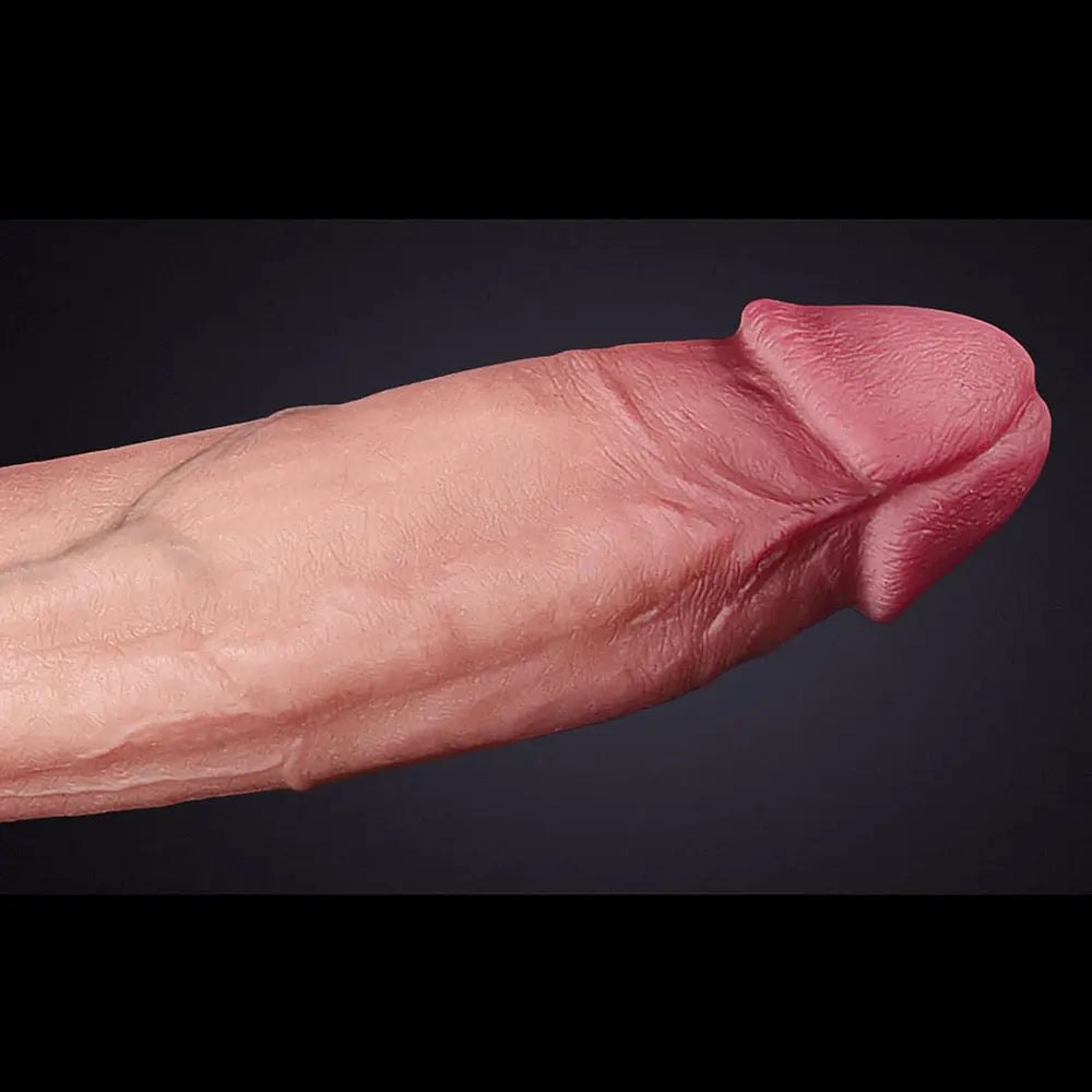 Flesh tone curved g-spot silicone dildo, photo 4