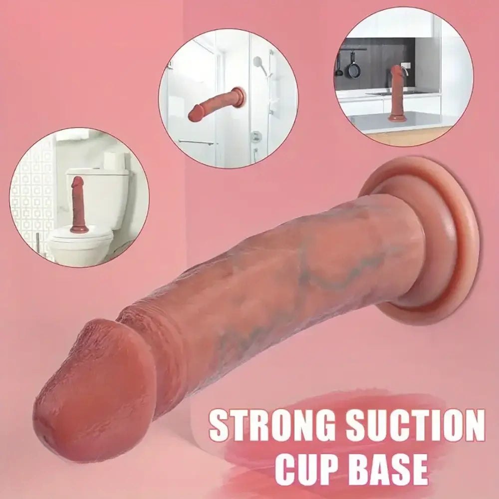 Flesh tone curved silicone g-spot dildo, photo 5