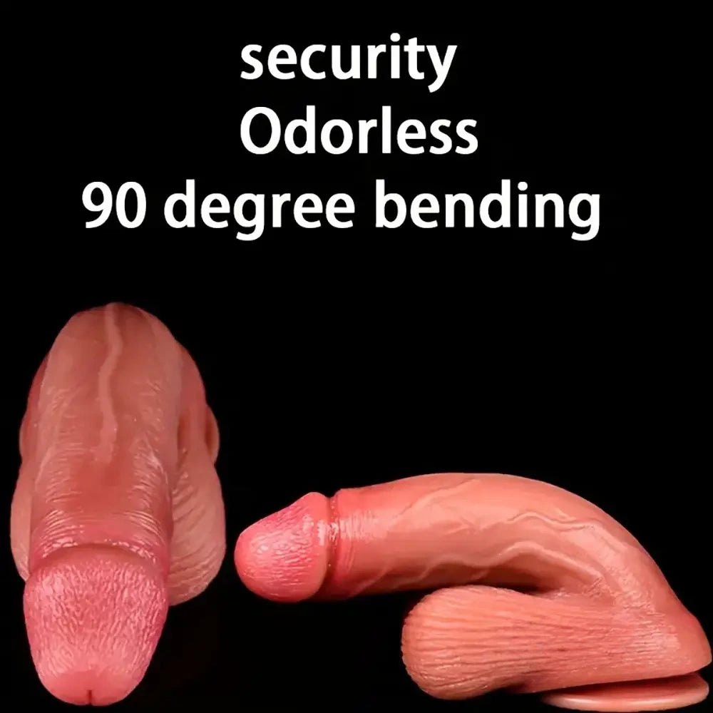 Flesh-tone curved silicone suction cup dildo, photo 2