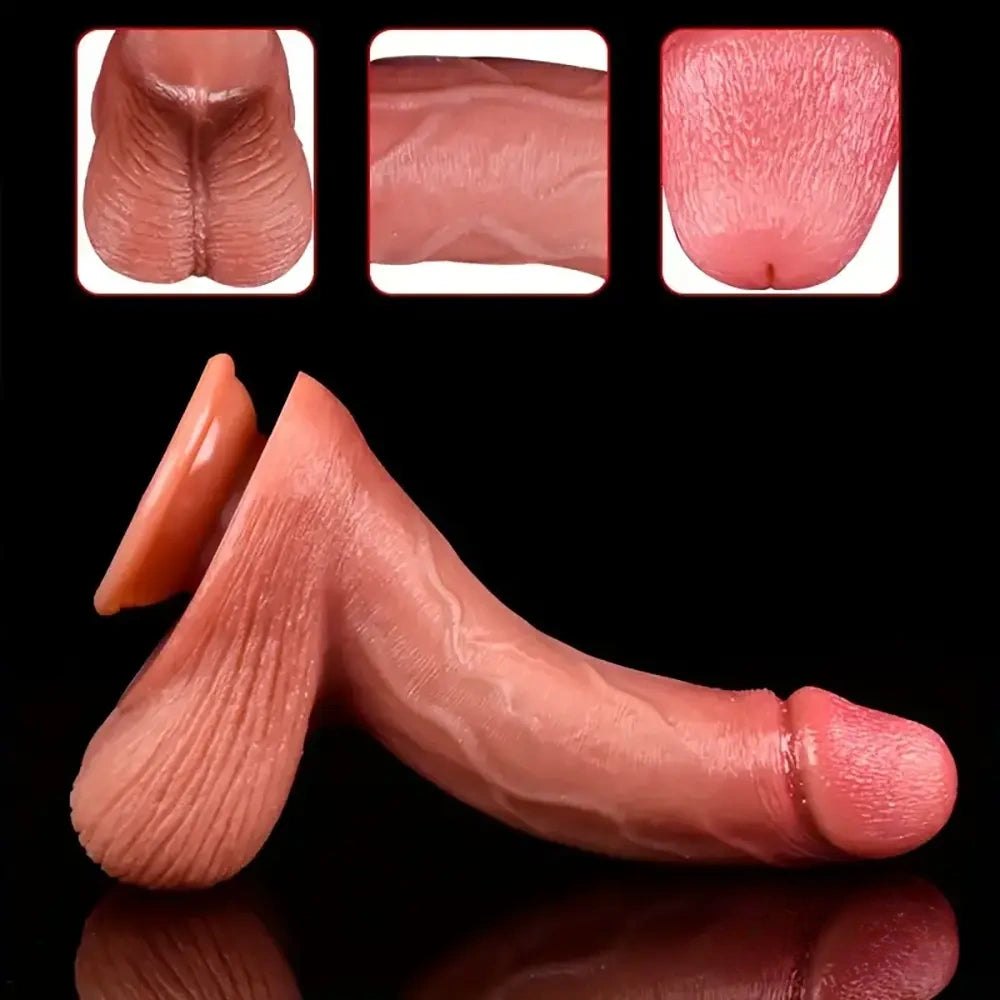 Flesh-tone curved silicone suction cup dildo, photo 4
