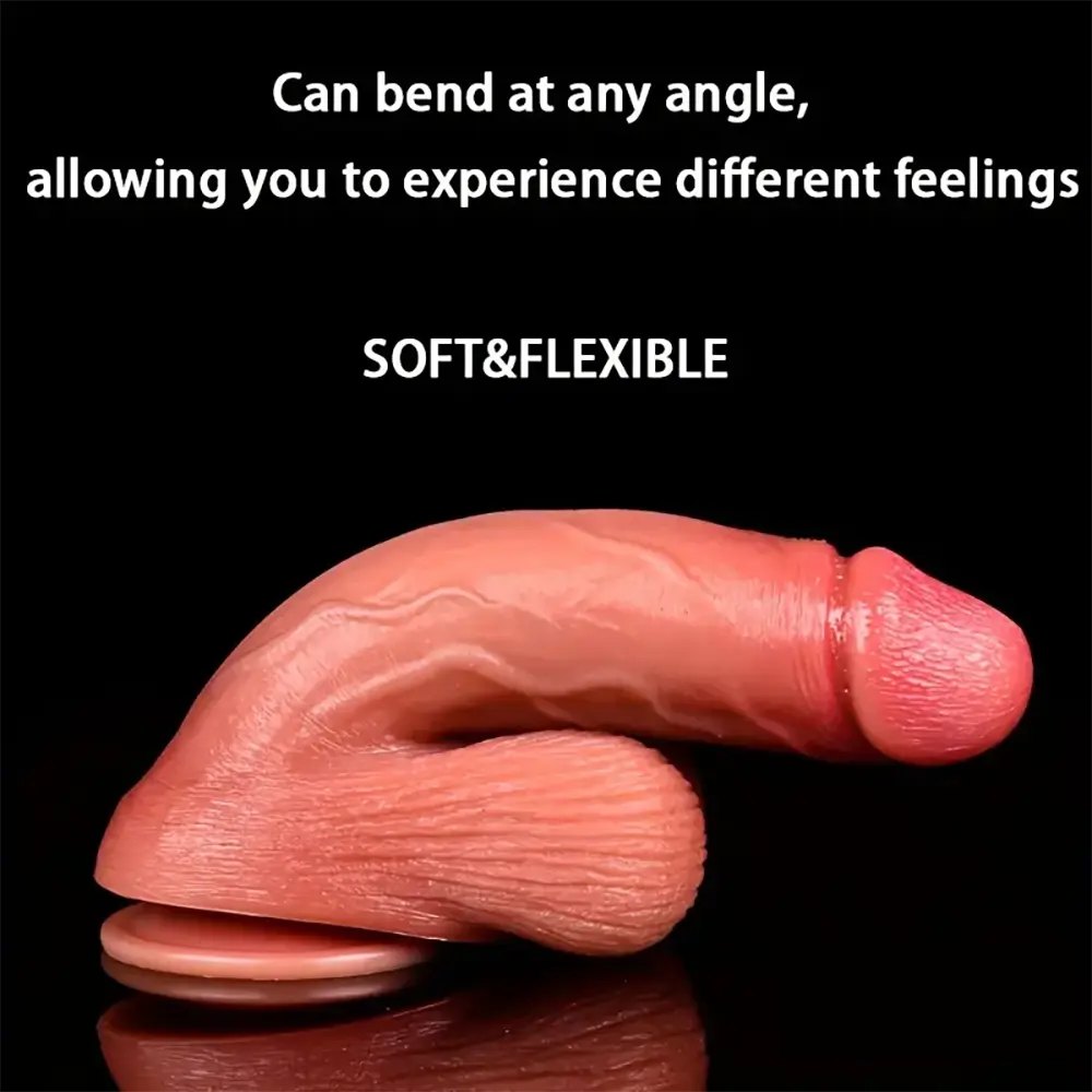 Flesh-tone curved silicone suction cup dildo, photo 6