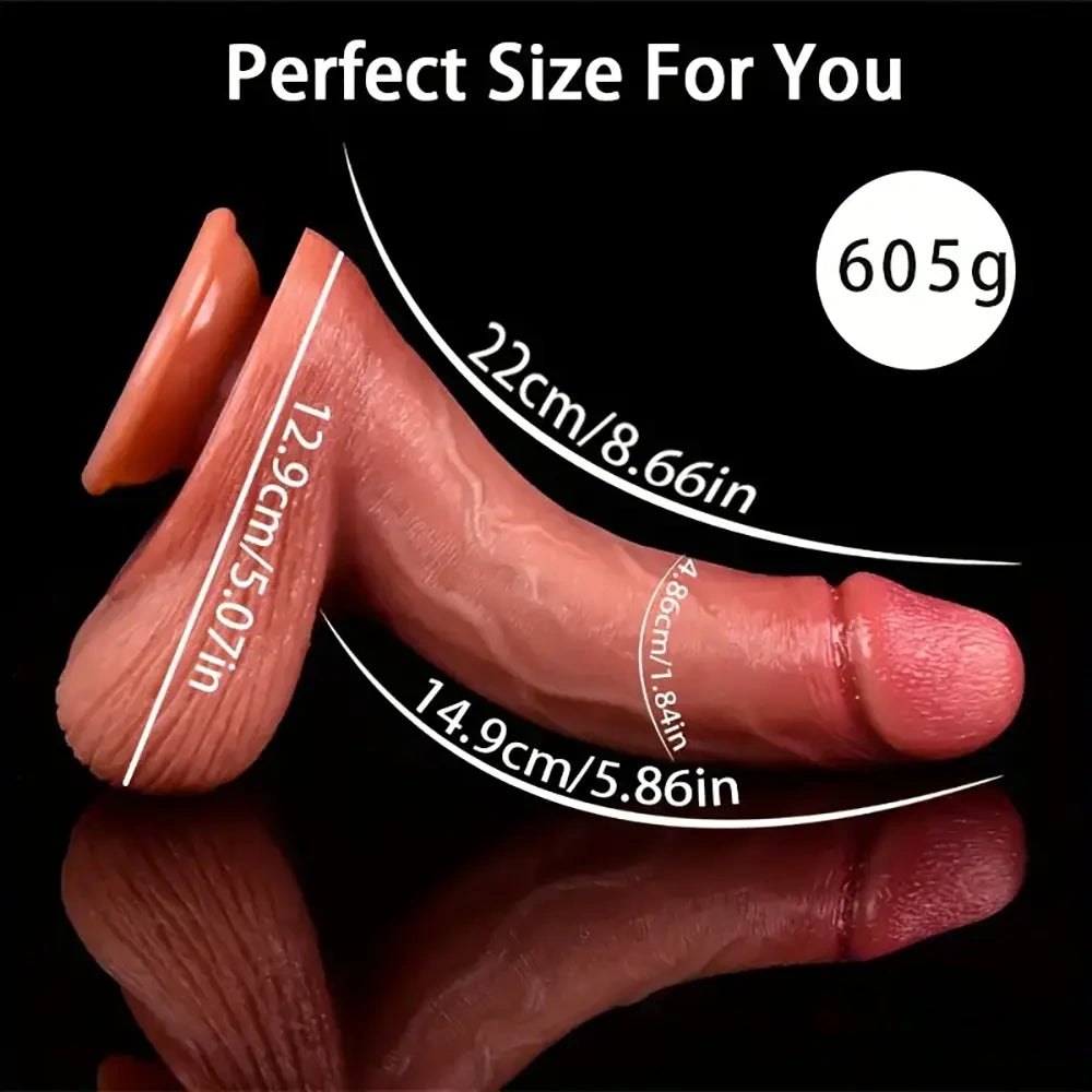 Flesh-tone curved silicone suction cup dildo, photo 7