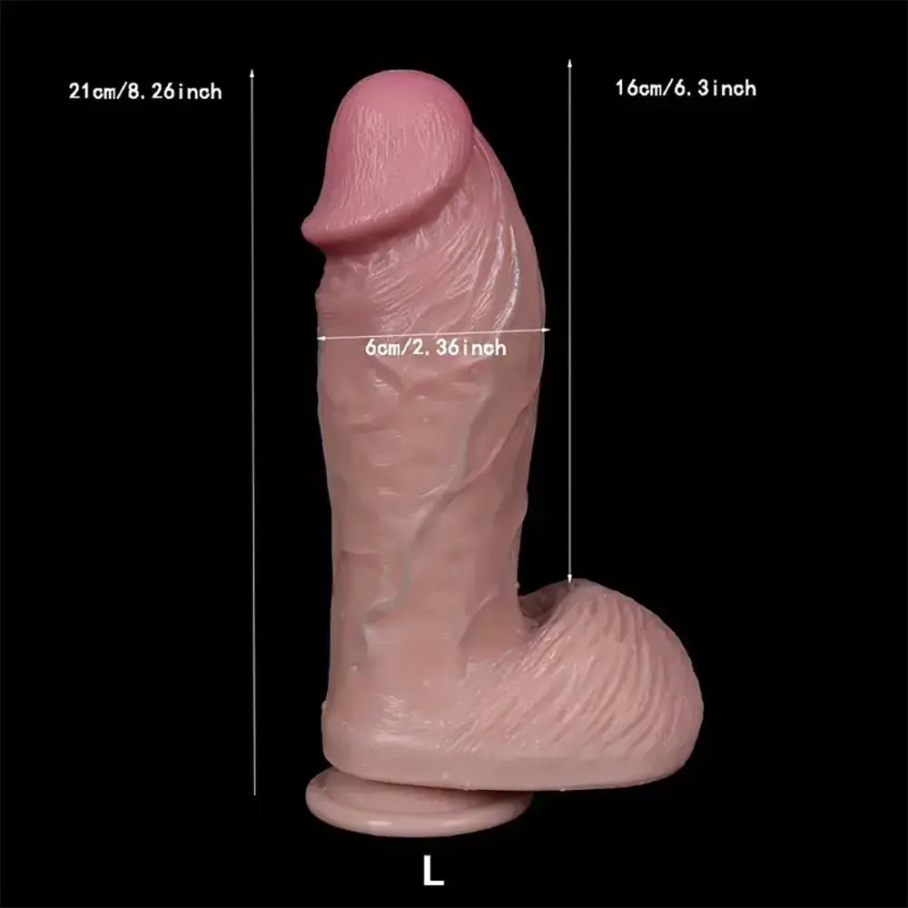 Flesh curved g-spot suction dildo, photo 14