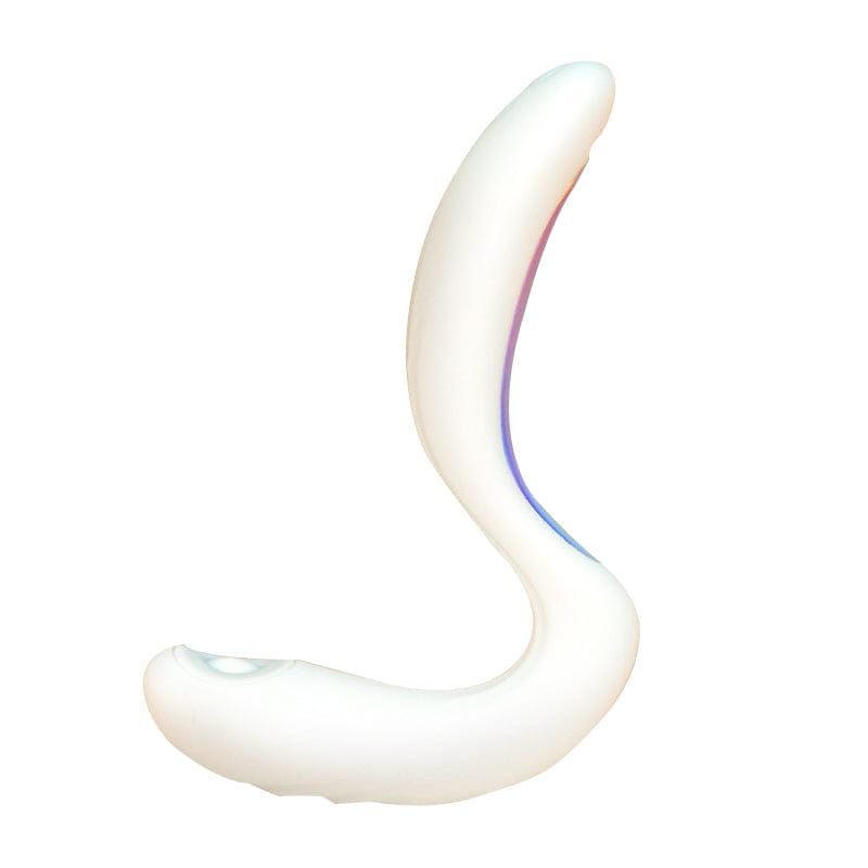 White curved g-spot suction vibrator, photo 1
