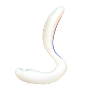 White curved g-spot suction vibrator, photo 1