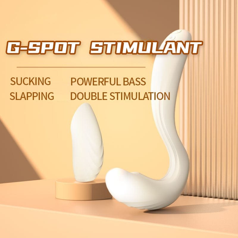 White curved g-spot suction vibrator, photo 2