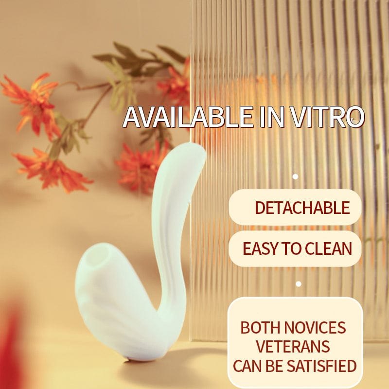 White curved g-spot suction vibrator, photo 3