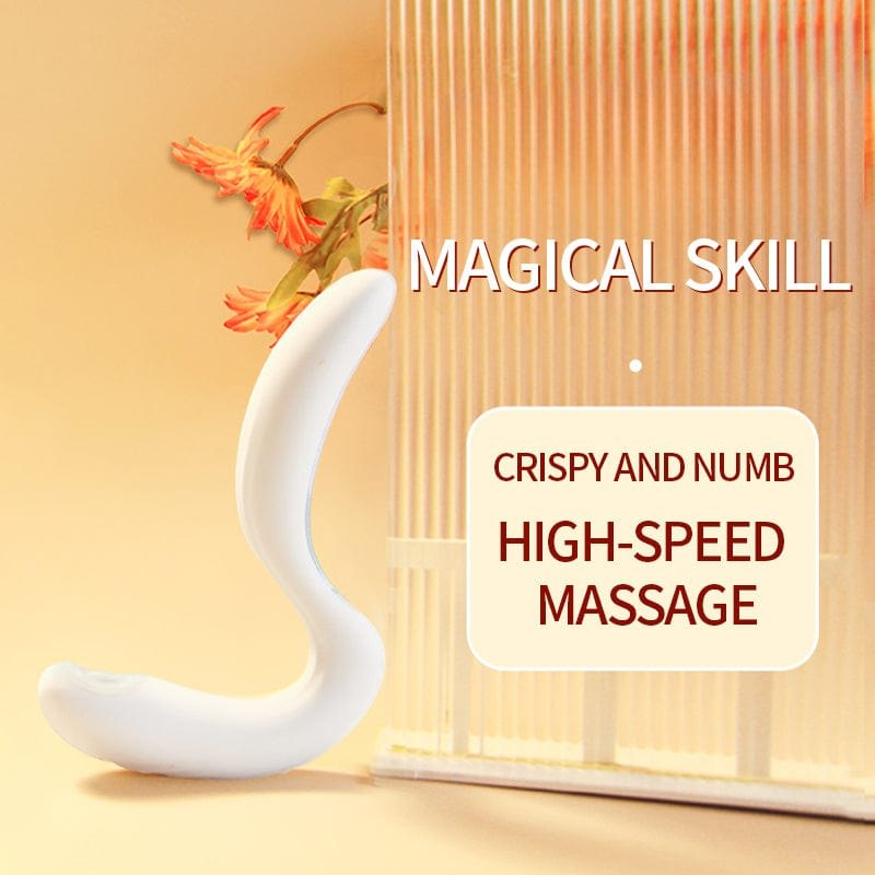 White curved g-spot suction vibrator, photo 5