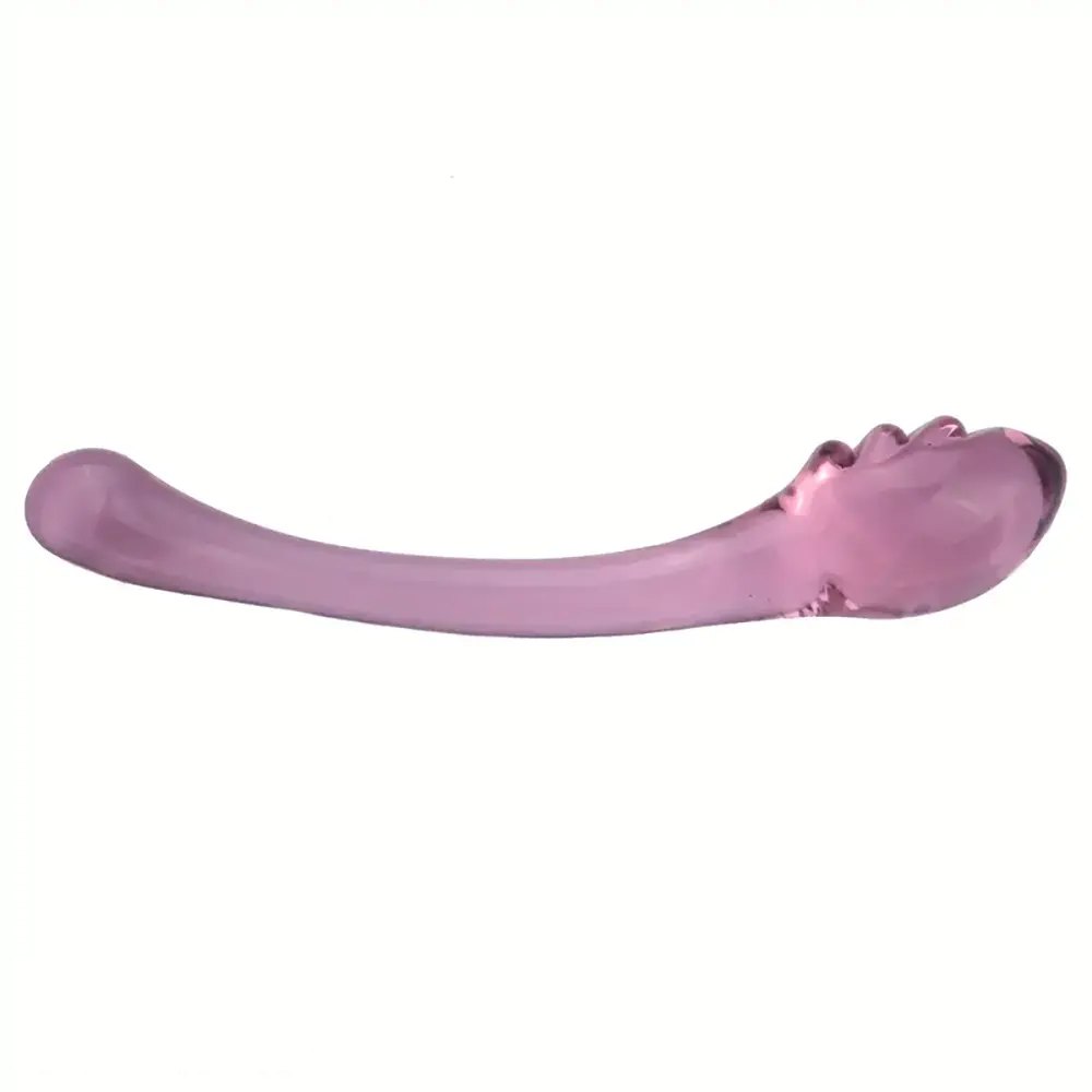 Pink curved glass wand dildo