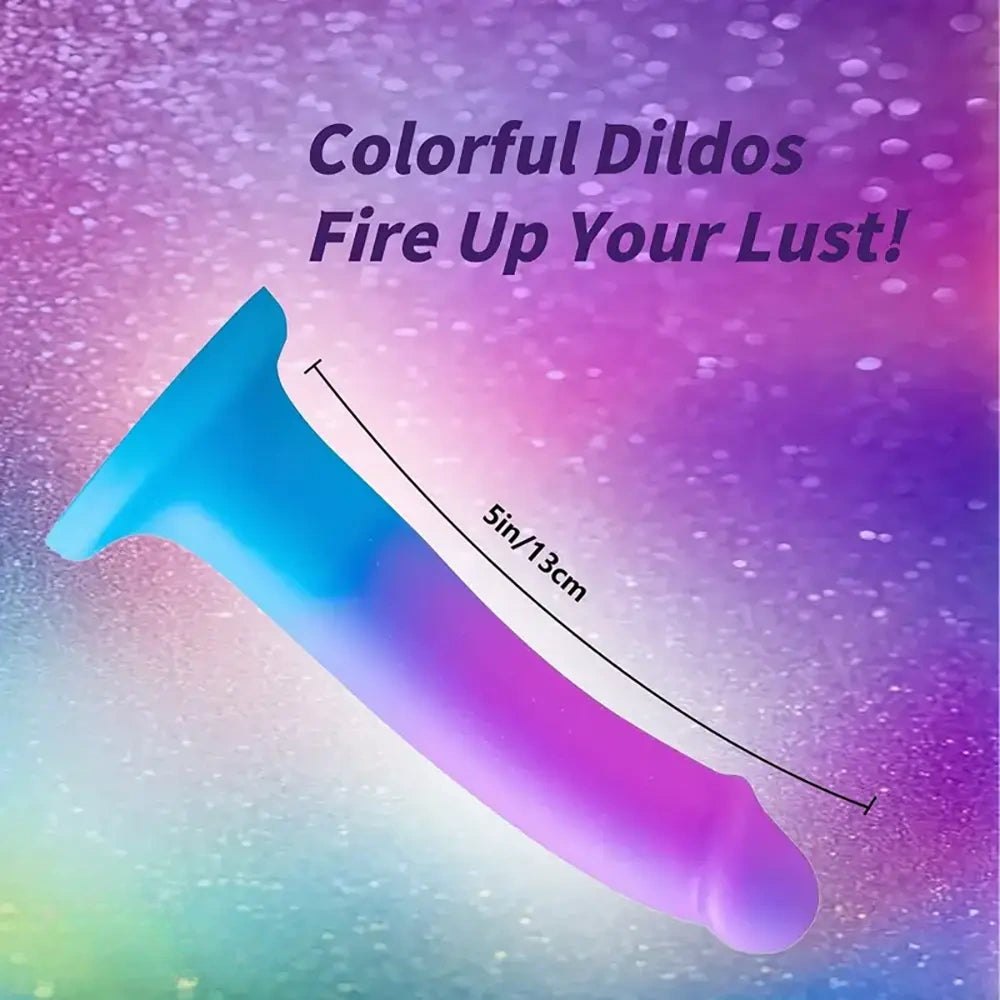 Purple and blue gradient curved silicone dildo, photo 2