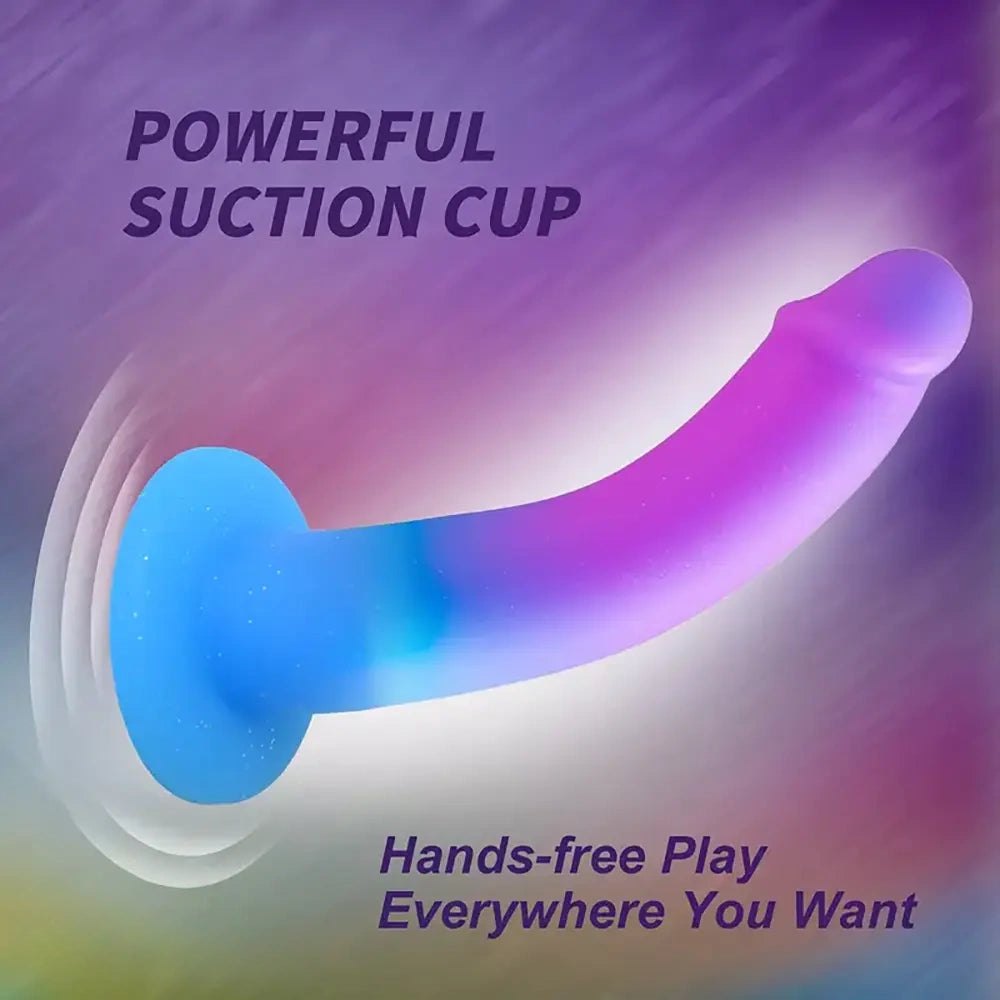 Purple and blue gradient curved silicone dildo, photo 6