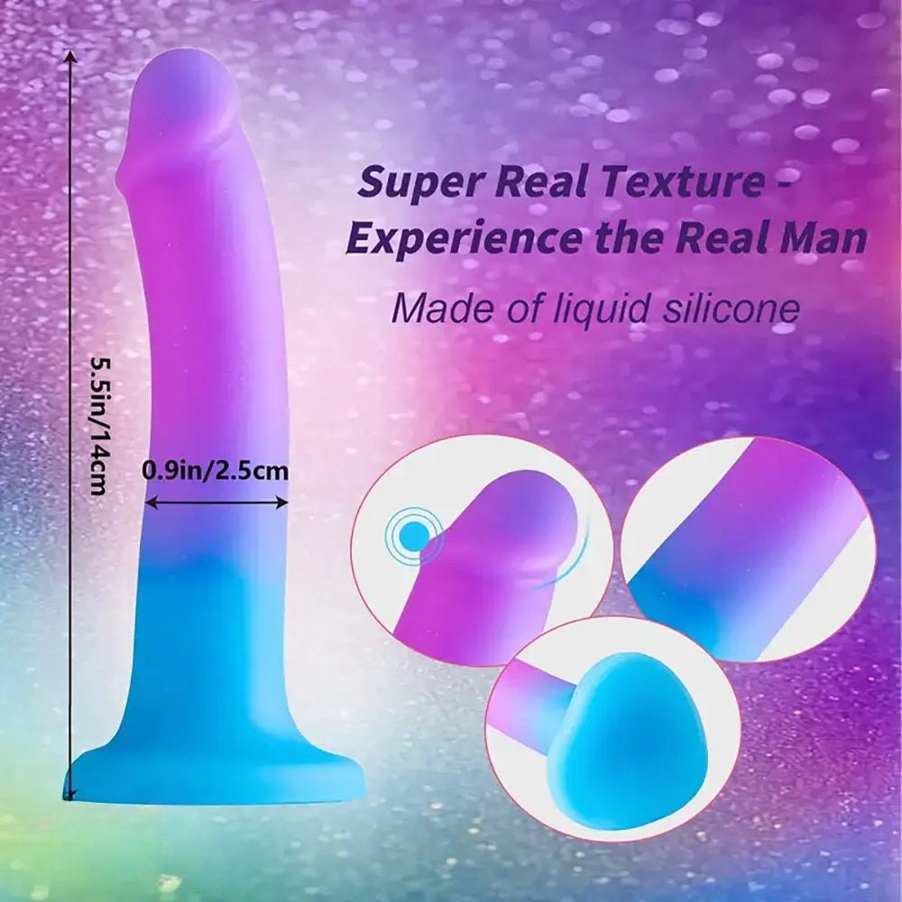 Purple and blue gradient curved silicone dildo, photo 8